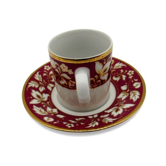 Original Bohemia DEMITASSE Espresso Cup and Saucer FLORAL Gold Accents Vintage - Picture 4 of 11